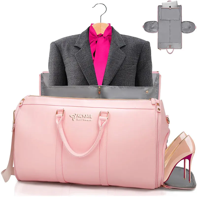 Leather Garment Bag Large Capacity Suit Duffle Bag