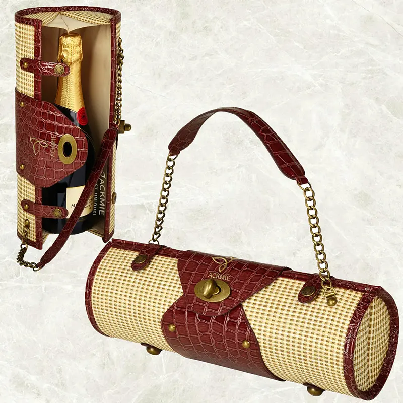 Crocodile Leather Wine Bottle Carrier Bag Wine Purse