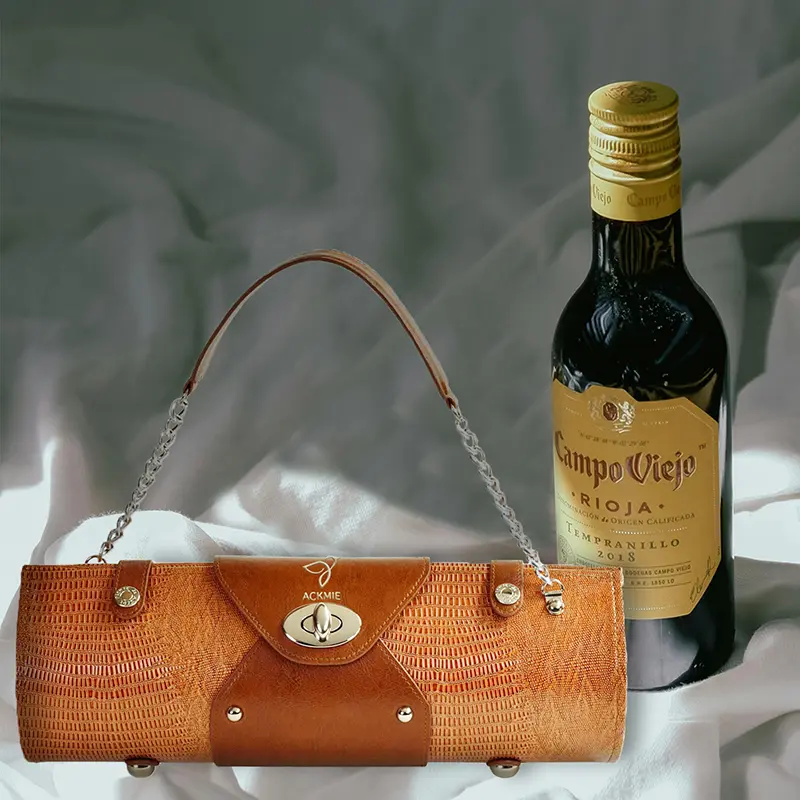 Crocodile Leather Wine Bottle Carrier Bag Wine Purse