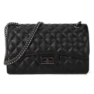 Women's Quilted Leather Crossbody Bag with Chain Shoulder Bag