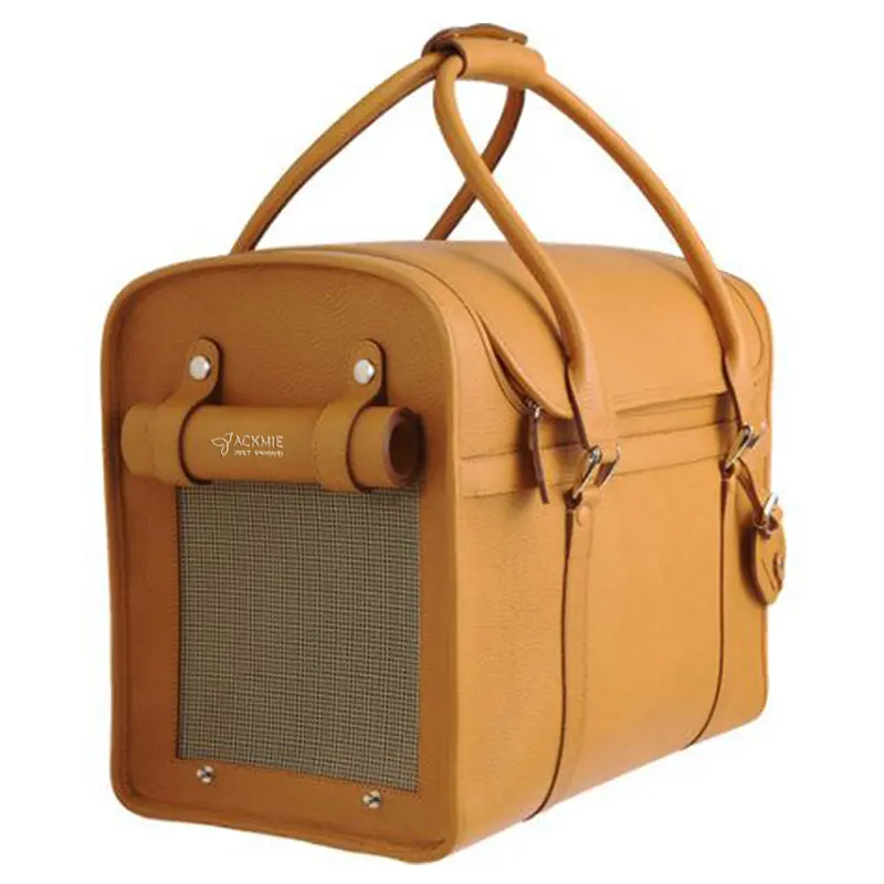 Leather Pet Carrier Bag for Dogs & Cats