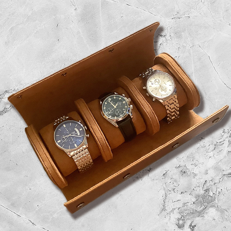 Leather Watch Case 3-Slot Watch Roll