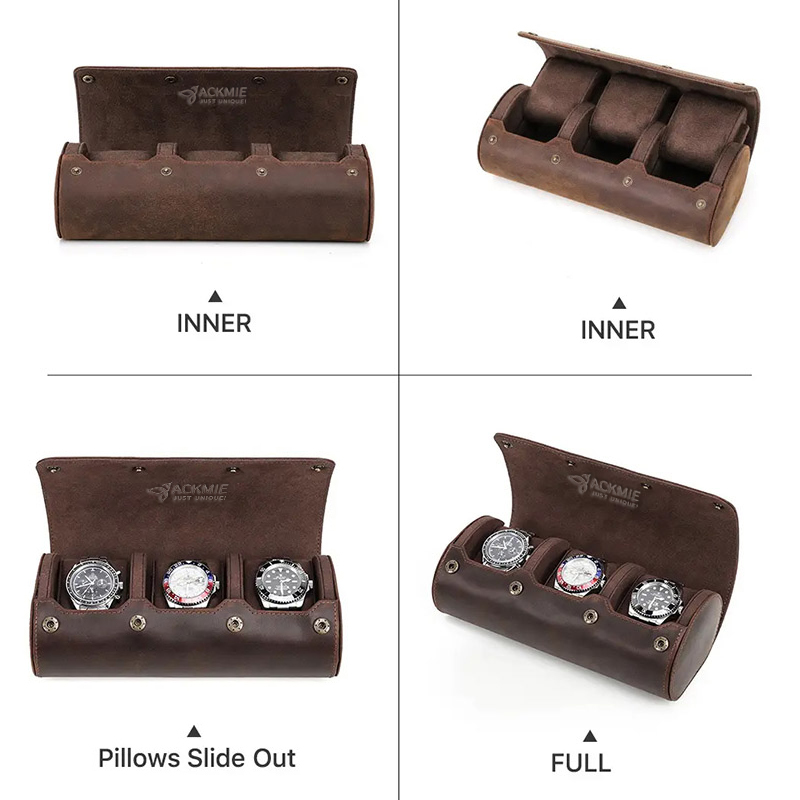 PU Leather Men's 3 Slot Watch Case Roll