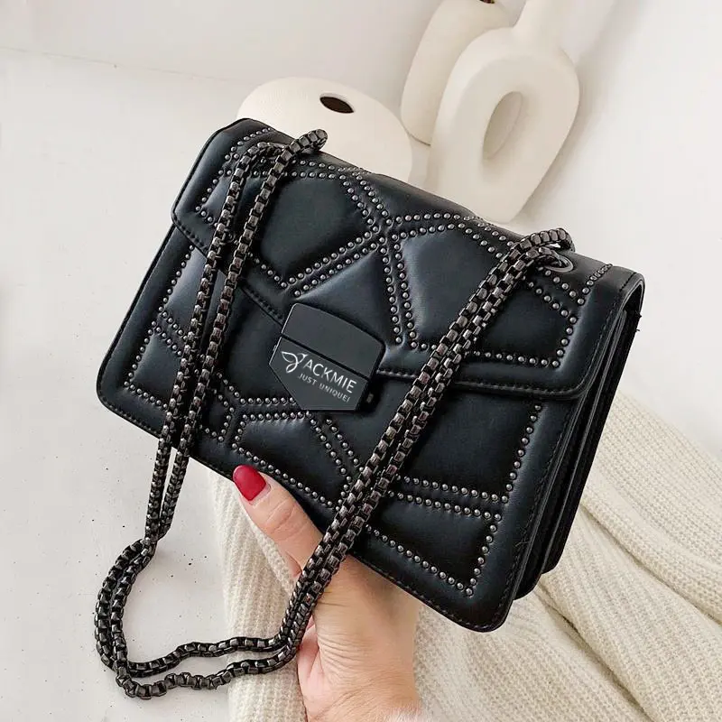 Diamond Quilting Leather Chain Shoulder Bag