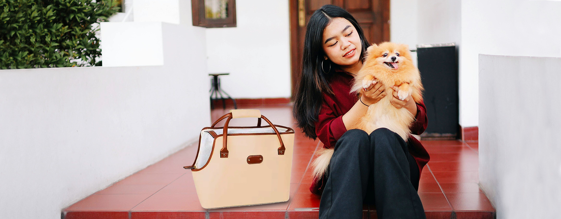PU Leather Pet Carrier Bag Travel Pet Bag