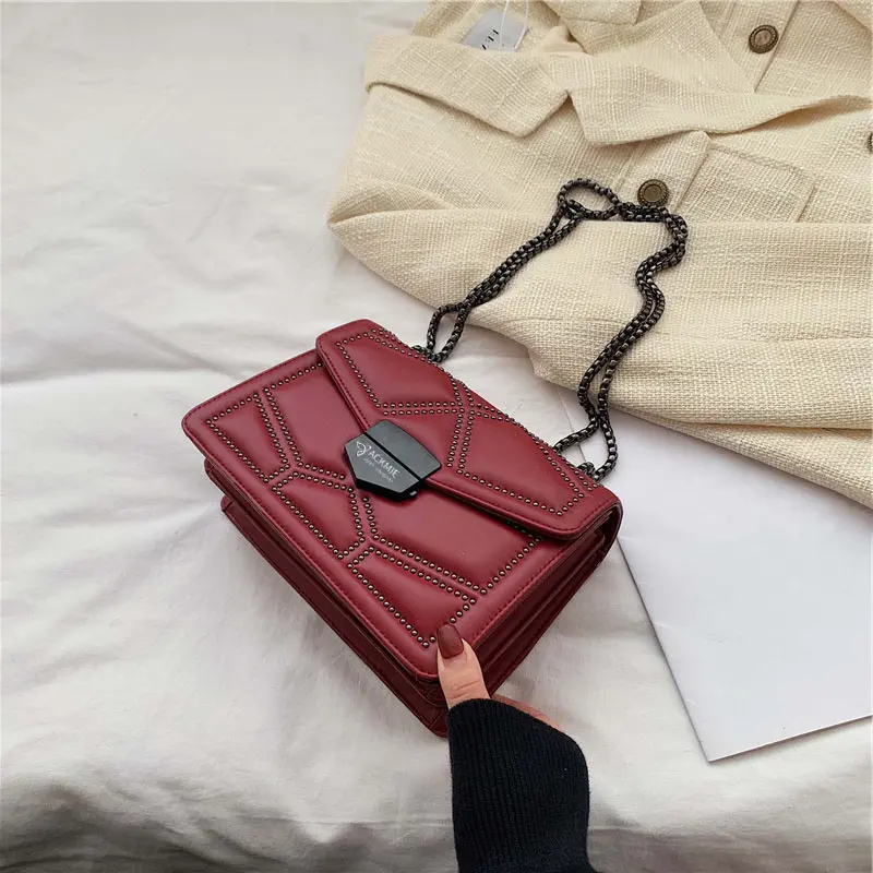 Diamond Quilting Leather Chain Shoulder Bag
