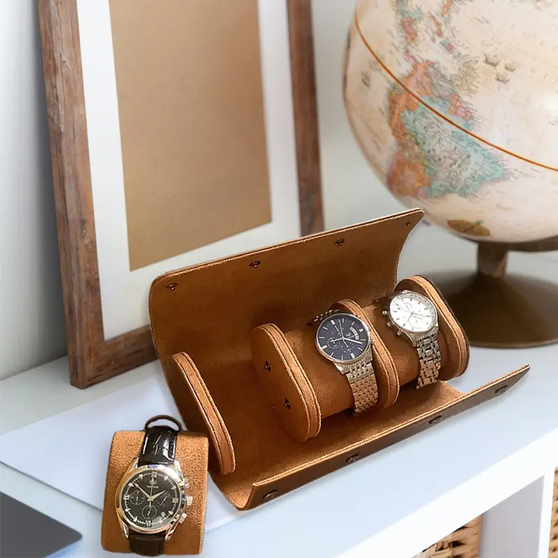 Leather Watch Case 3-Slot Watch Roll