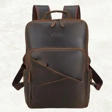 Genuine Leather Laptop Backpack Retro Cowhide Leisure Bag