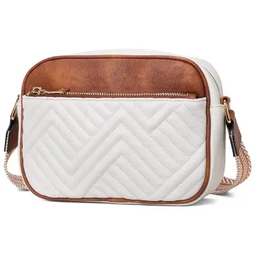 Women's Quilted Crossbody Bag Small Shoulder Bag with Embroidered Strap