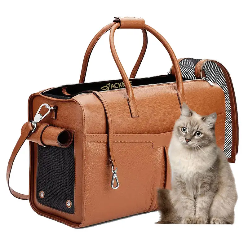 Custom PU Leather Pet Carrier Bag Pet Bag