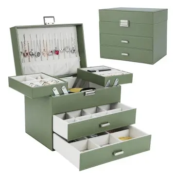 Jewelry Storage Box Jewelry Stand Storage Box 4 Layer Leather Jewelry Box