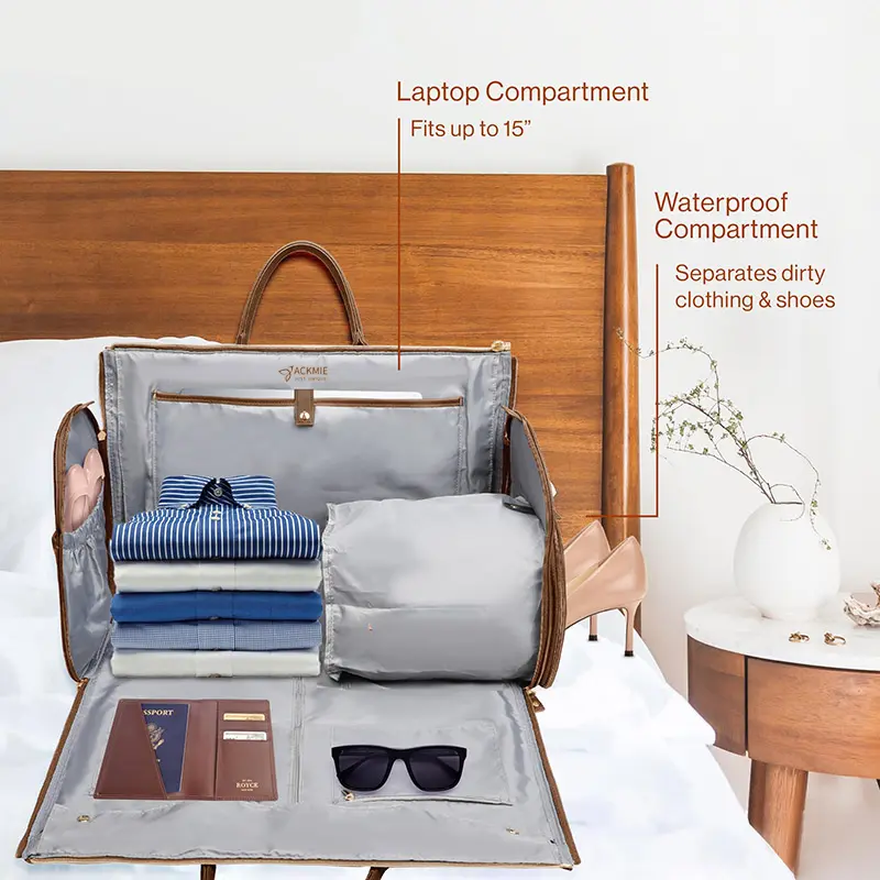 Leather Garment Bag Large Capacity Suit Duffle Bag