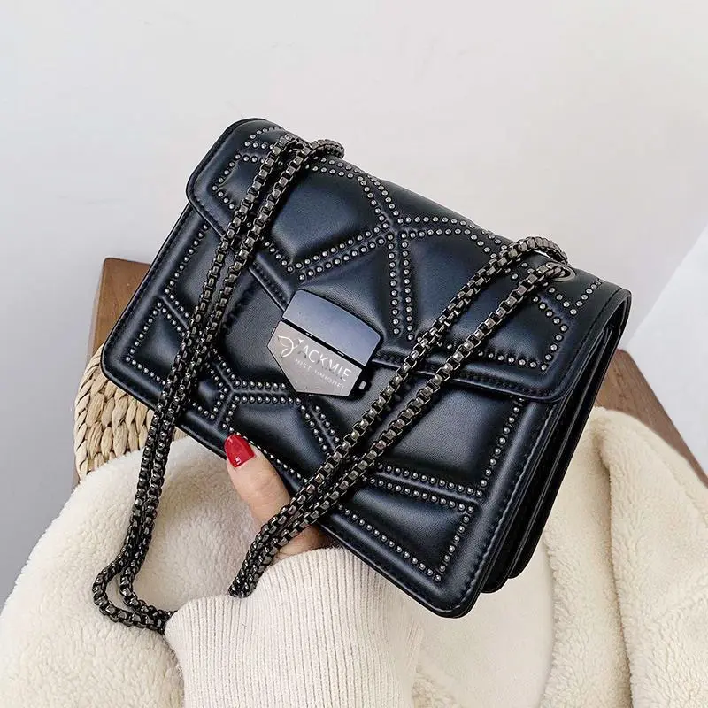Diamond Quilting Leather Chain Shoulder Bag