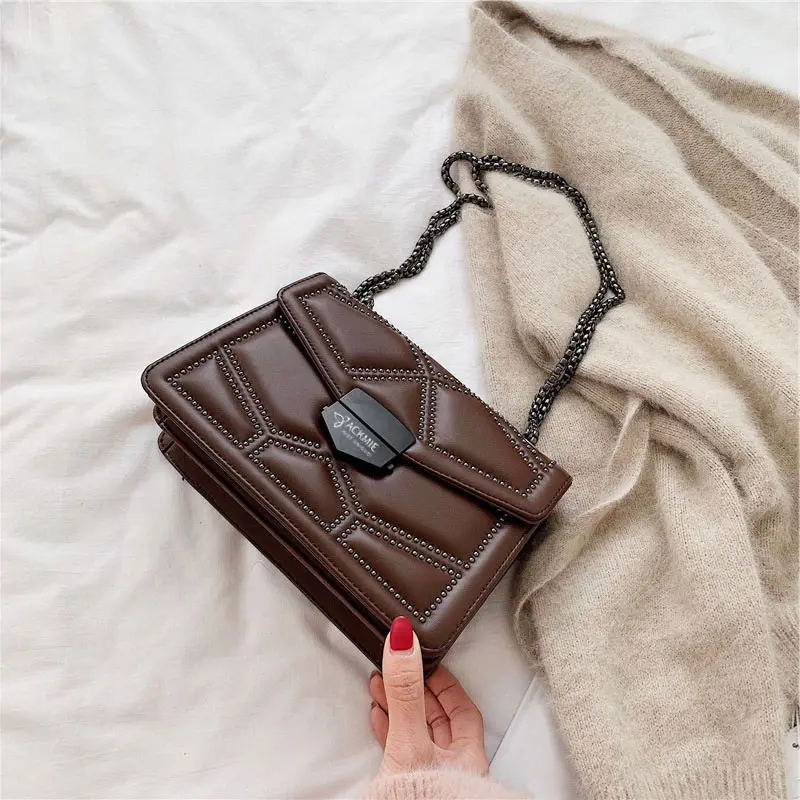 Diamond Quilting Leather Chain Shoulder Bag