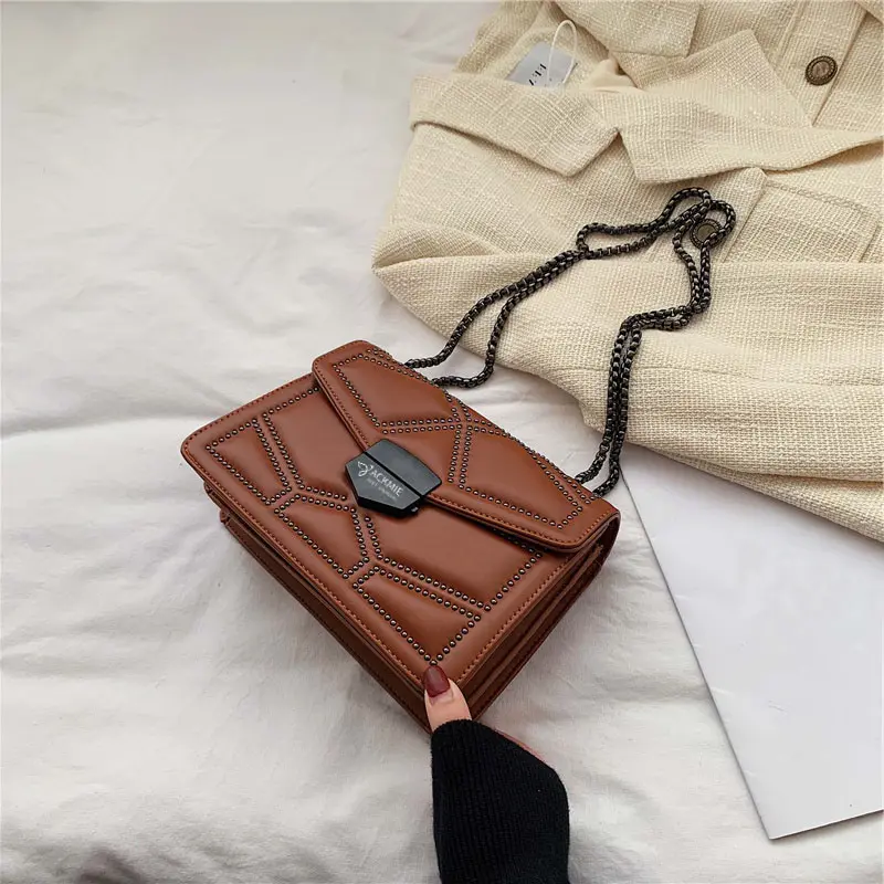 Diamond Quilting Leather Chain Shoulder Bag