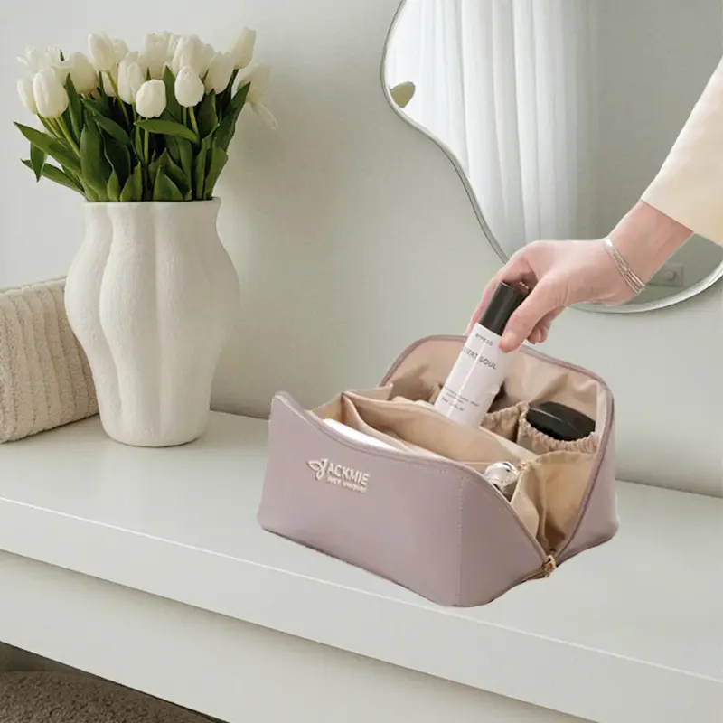 Women's Large PU Leather Makeup Bag Toiletry Bag